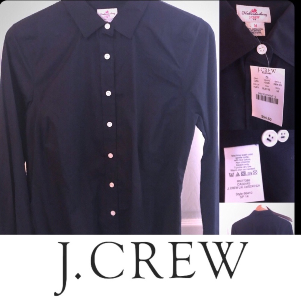 Navy J. Crew Button- Down Blouse NWT